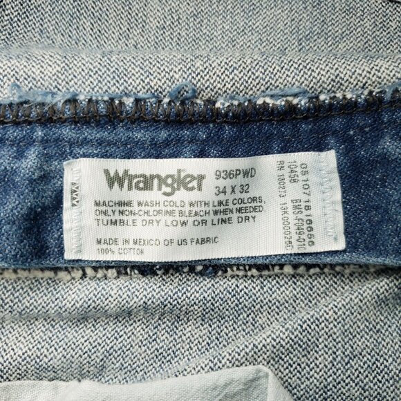 Wrangler Jeans Men's 34x32 Blue Denim Boot Cut Cowboy Western Ranch Work 936PWD - Picture 2 of 8